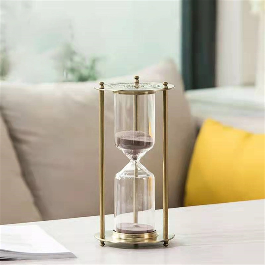 Factory Wholesale European Retro Metal Three Columns Ornaments Home Accessories Gift Timer Hourglass