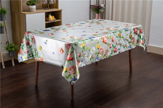 Toalha de mesa retangular moderna, ecológica, de alta qualidade, à prova d'água, colorida, flor floral, para sala de jantar, cozinha