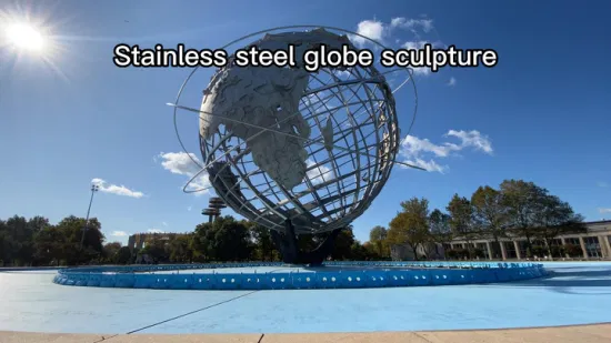 Novo produto moderno artesanato de metal estátua de rua globo escultura de jardim de aço inoxidável