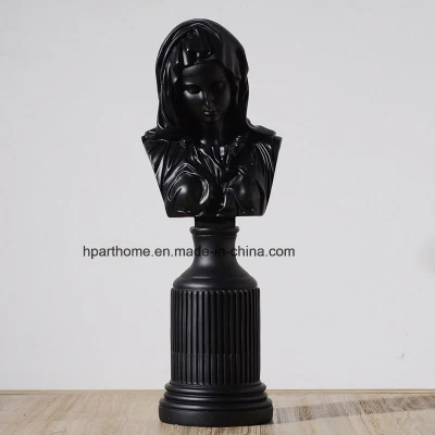 Art Home Decorativo Preto Virgem Maria Cabeça Retrato Estatueta de Polyresin